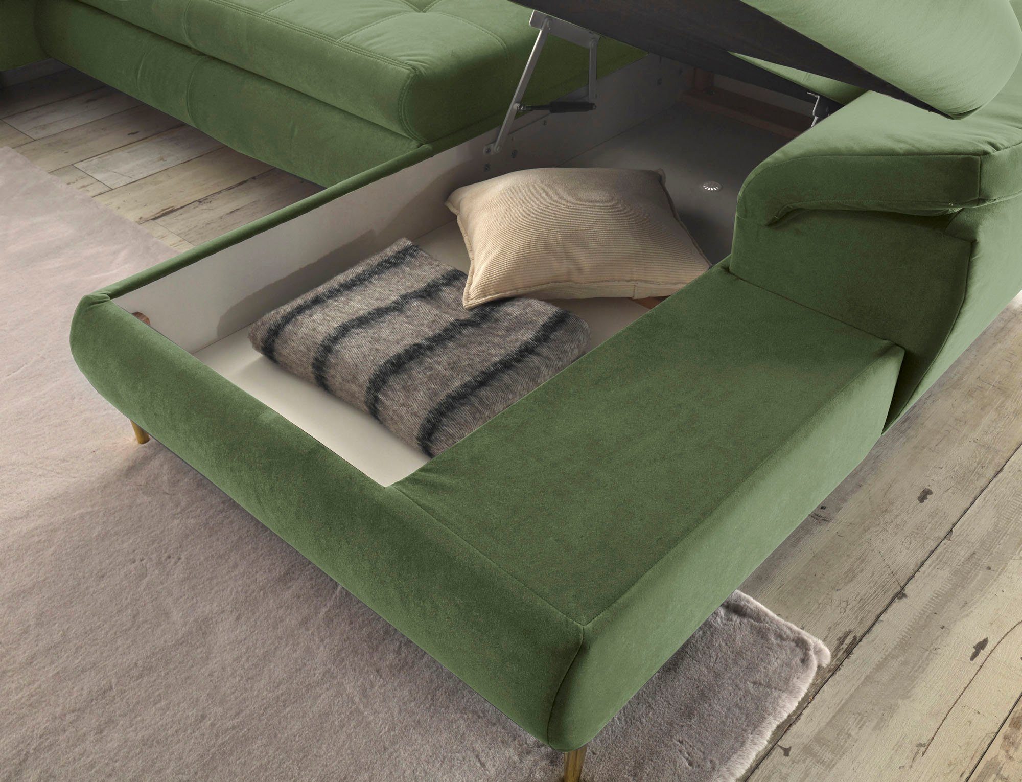 ED EXCITING DESIGN Ecksofa Valtura, frei stellbar, Bettkasten, Schlaffunktion, mit Kopfteilverstellung