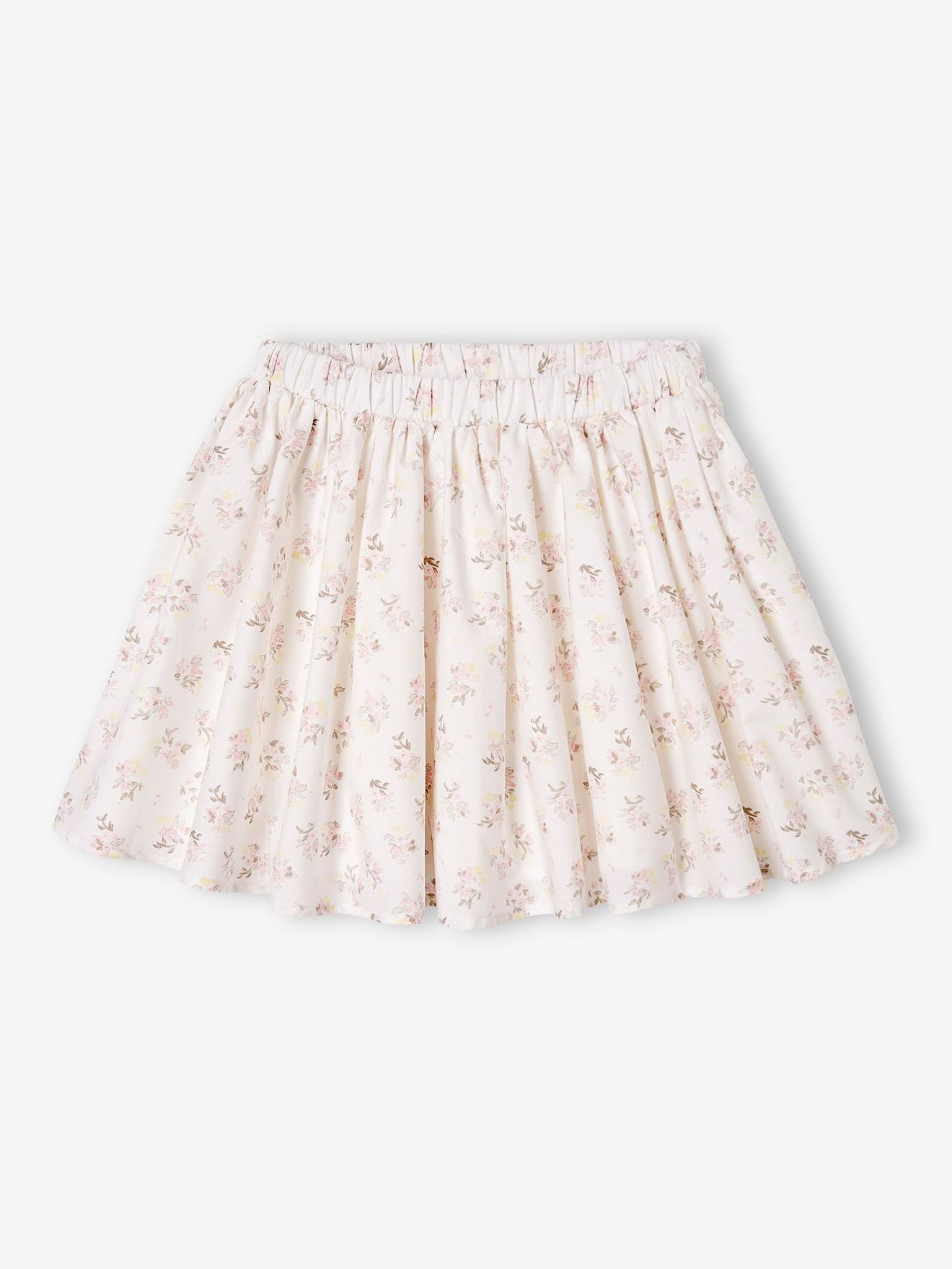 Jupe de cérémonie à fleurs fille blanc imprimé