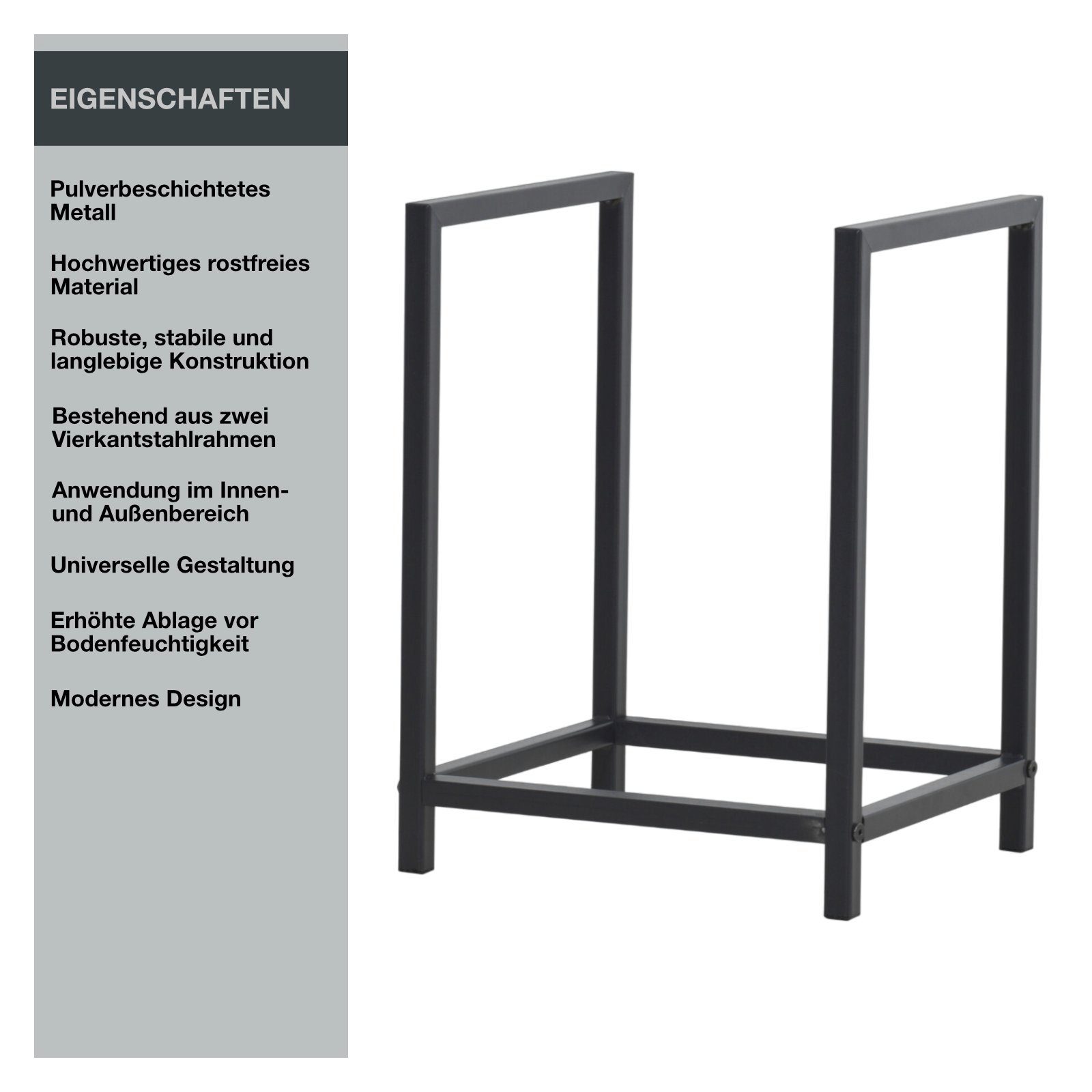 STADO Kaminholzregal Kaminholzregal, Brennholzregal, Stapelhilfe, Schwarz, BxTxH:40x30x50 cm
