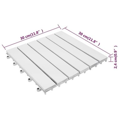 Teppichboden Terrassenfliesen 20 Stk. Weiß 30x30 cm Massivholz Akazie, vidaXL