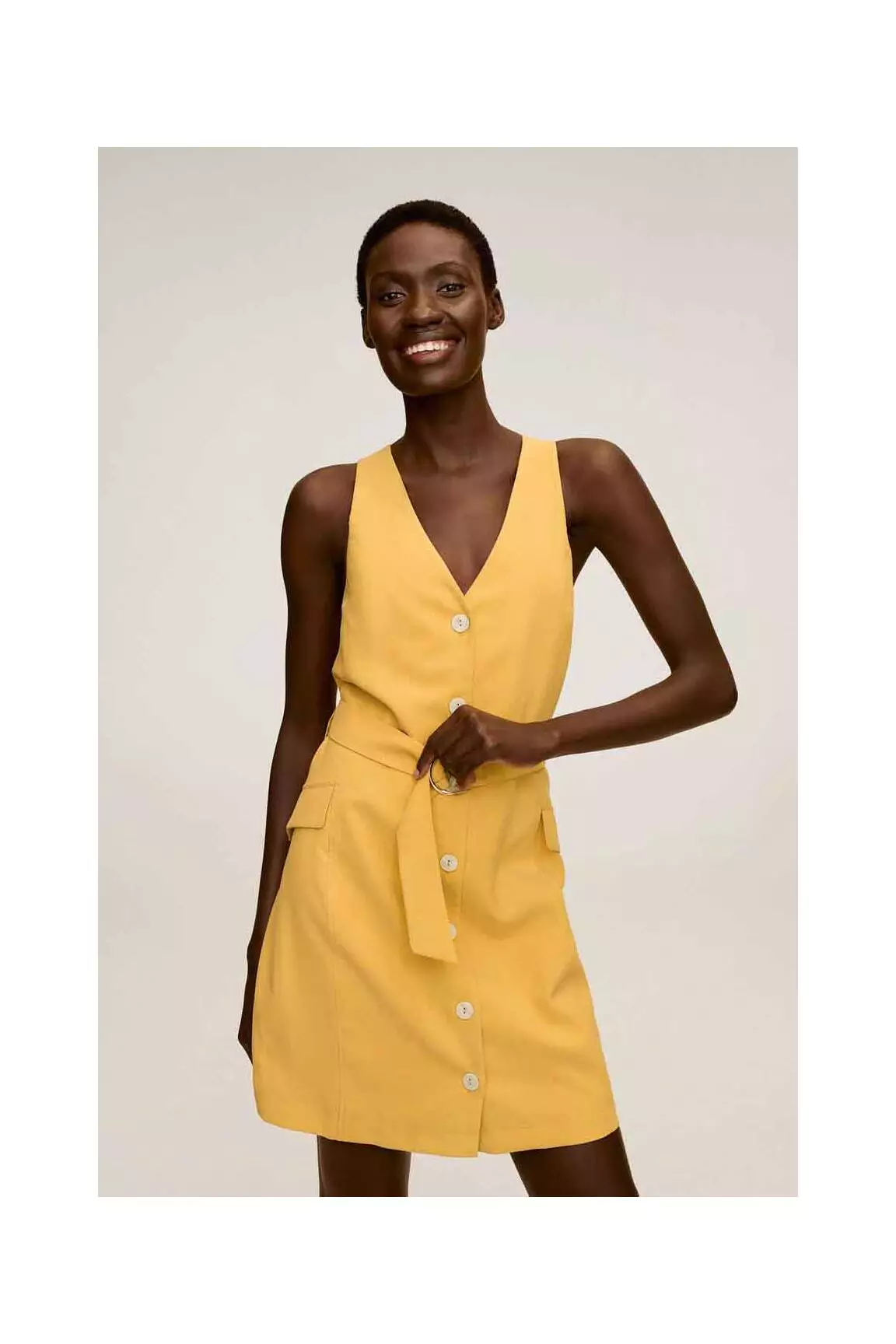 Mango Robes Mi Longues Femme couleur jaune