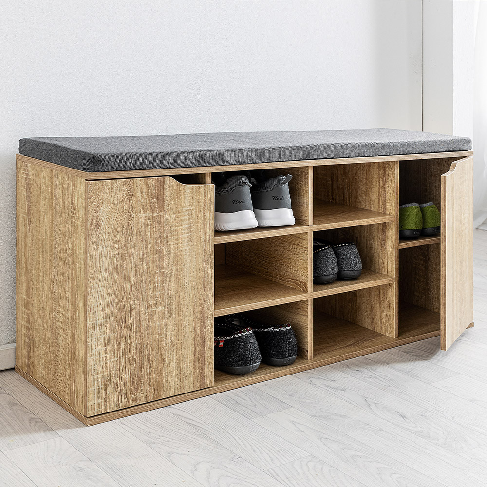 Kesper Schuhschrank mit Sitzkissen & 2 Türen, ca. 103 x 48 x 30,5 cm - Sonoma Eiche