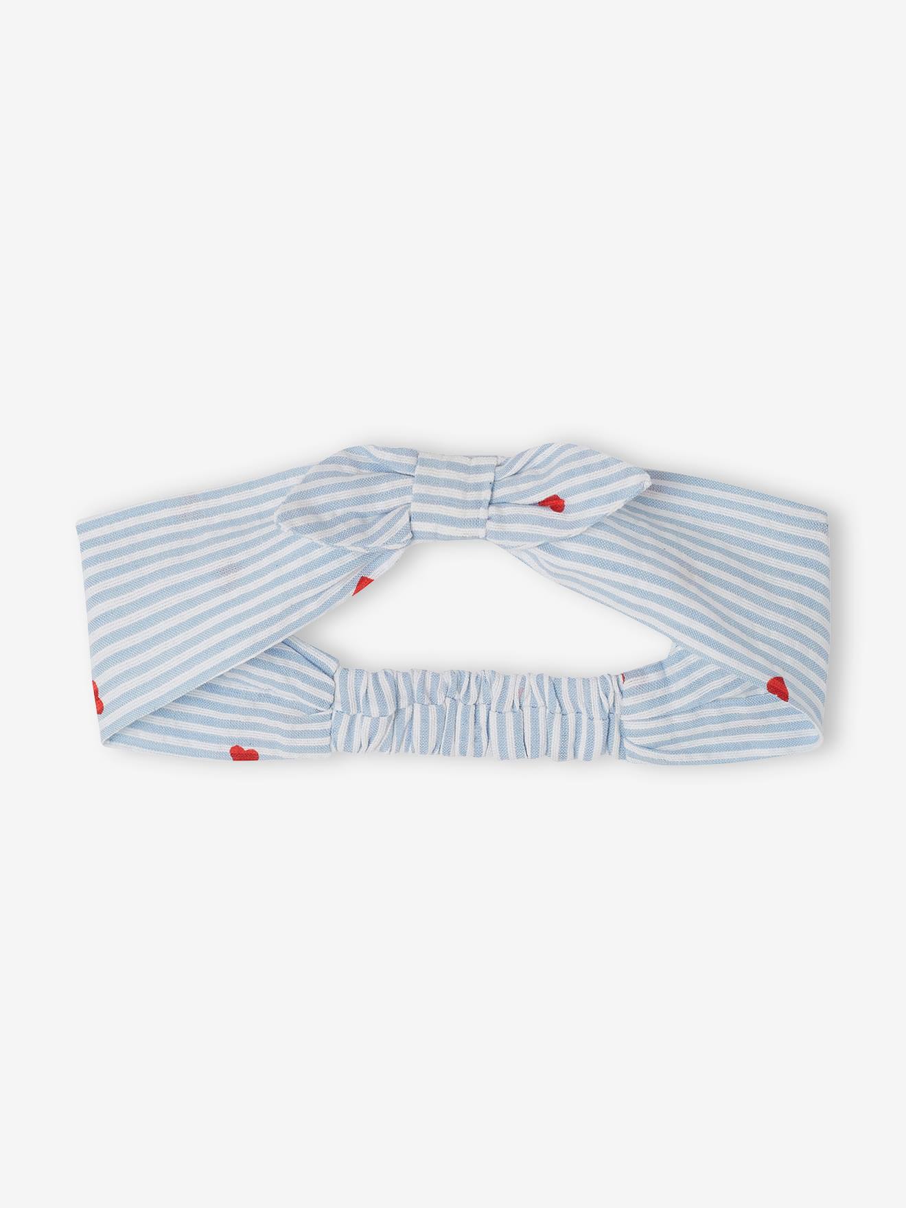 Vertbaudet Baby-Set aus Seersucker: Kleid, Shorts & Haarband - blau gestreift
