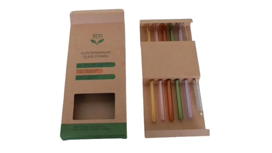Trinkhalm Set aus Glas bunt 5-tlg. bunt