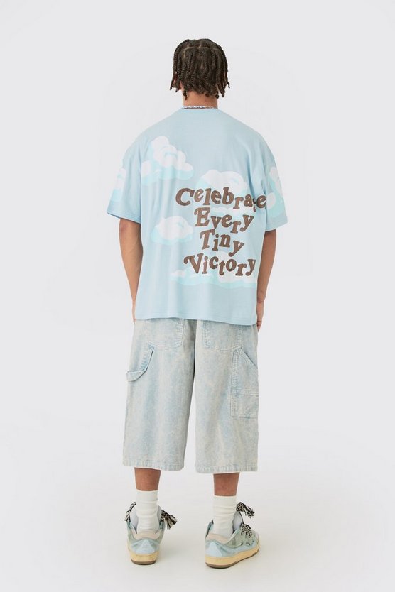 Oversize T-Shirt mit Skelett-Print