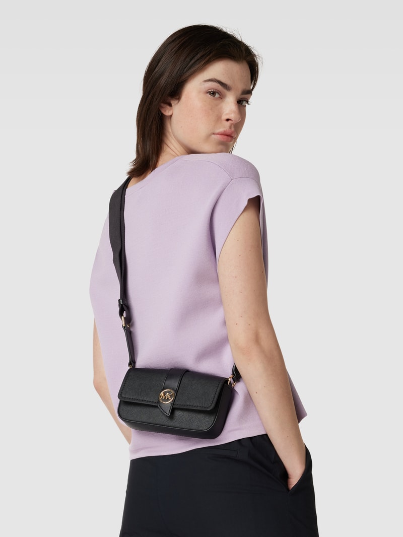 Umhängetasche mit Label-Detail Modell 'GREENWICH' in schwarz