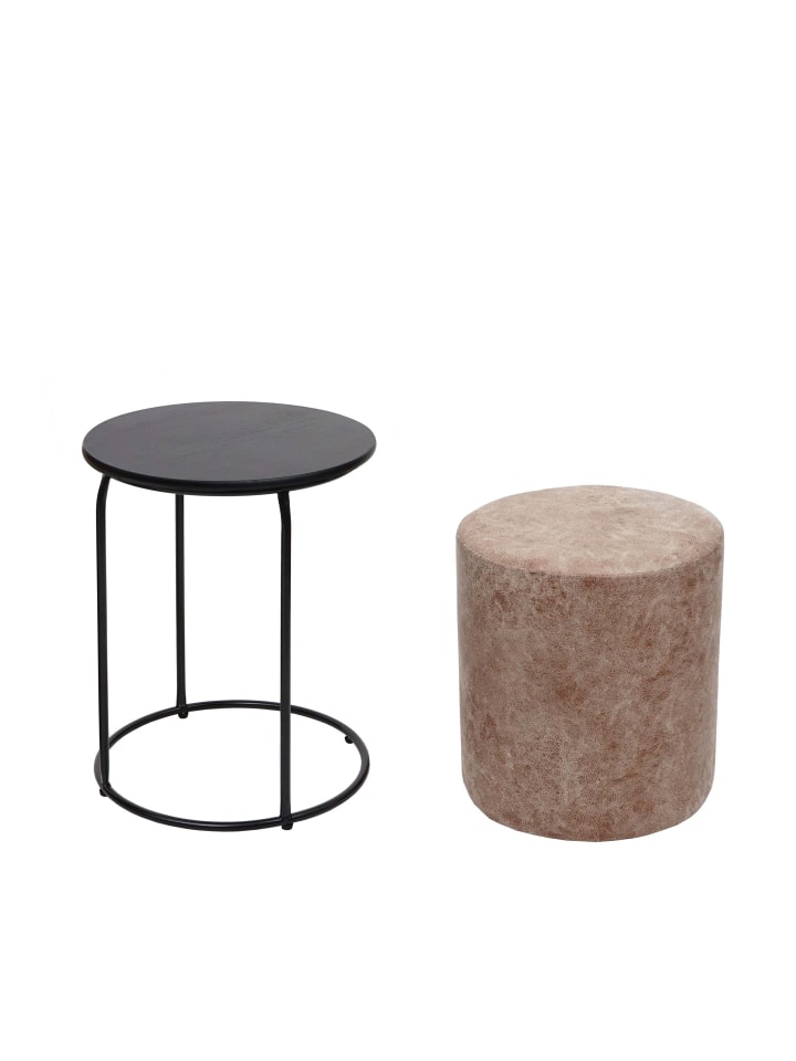 MCW 2er-Set Sitzhocker und Beistelltisch K48, Braun günstig kaufen onesize