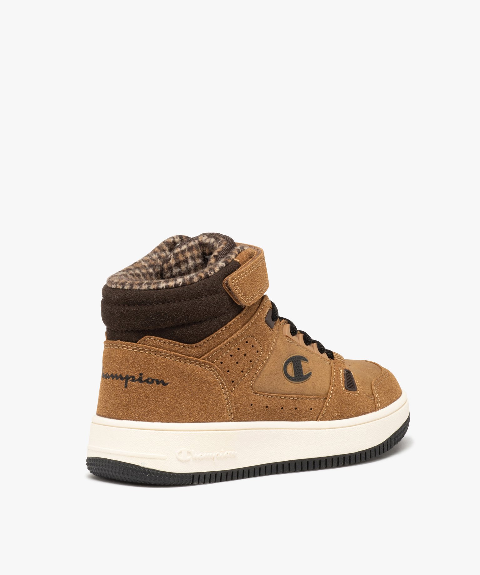 Baskets Garçon mid-cut à col matelassé avec scratch - Cha... camel | GEMO