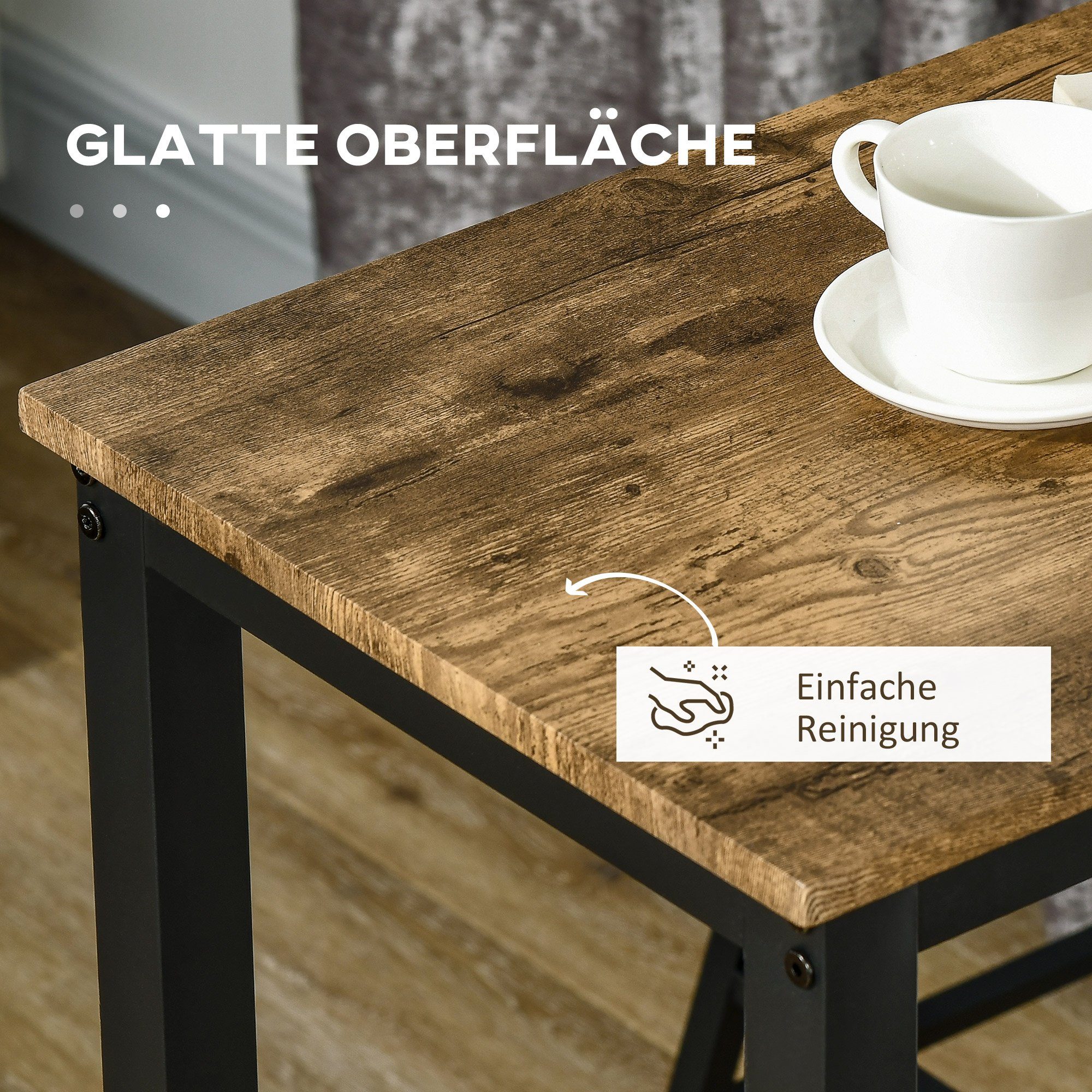 HOMCOM Bargruppe mit Hockern Industrie Design Holzwerkstoff