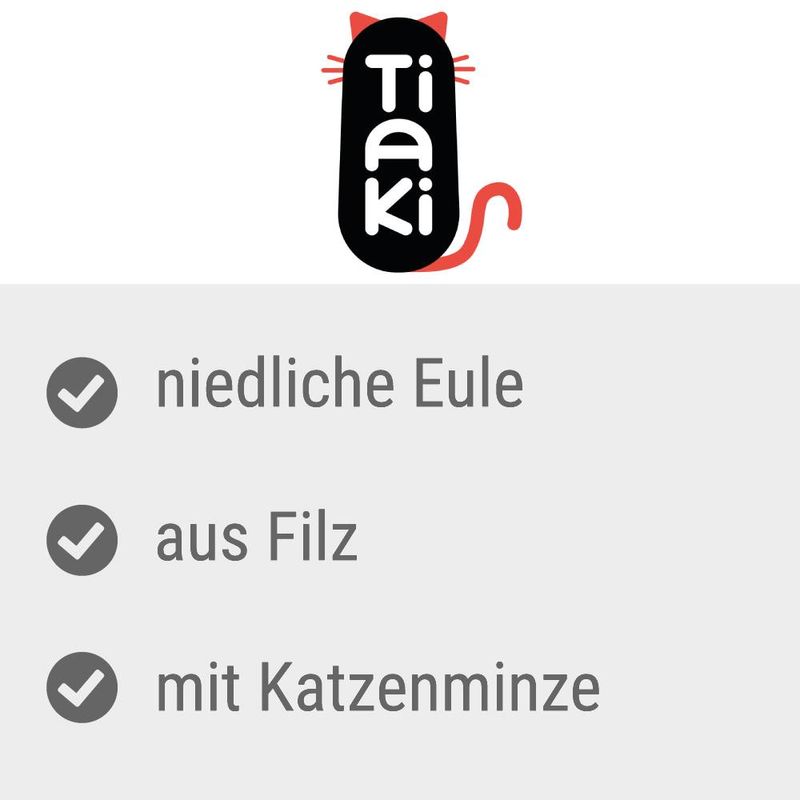 TIAKI Katzenspielzeug Filz-Eule mit Katzenminze