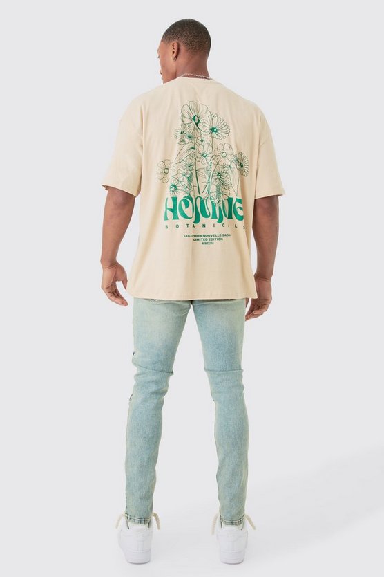 Skinny Stretch Ripped Carpenter Jeans In Antique Blue