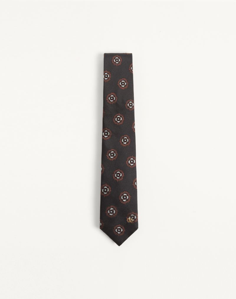 Valentie Jacquard Silkeslips med Geometrisk Mønster