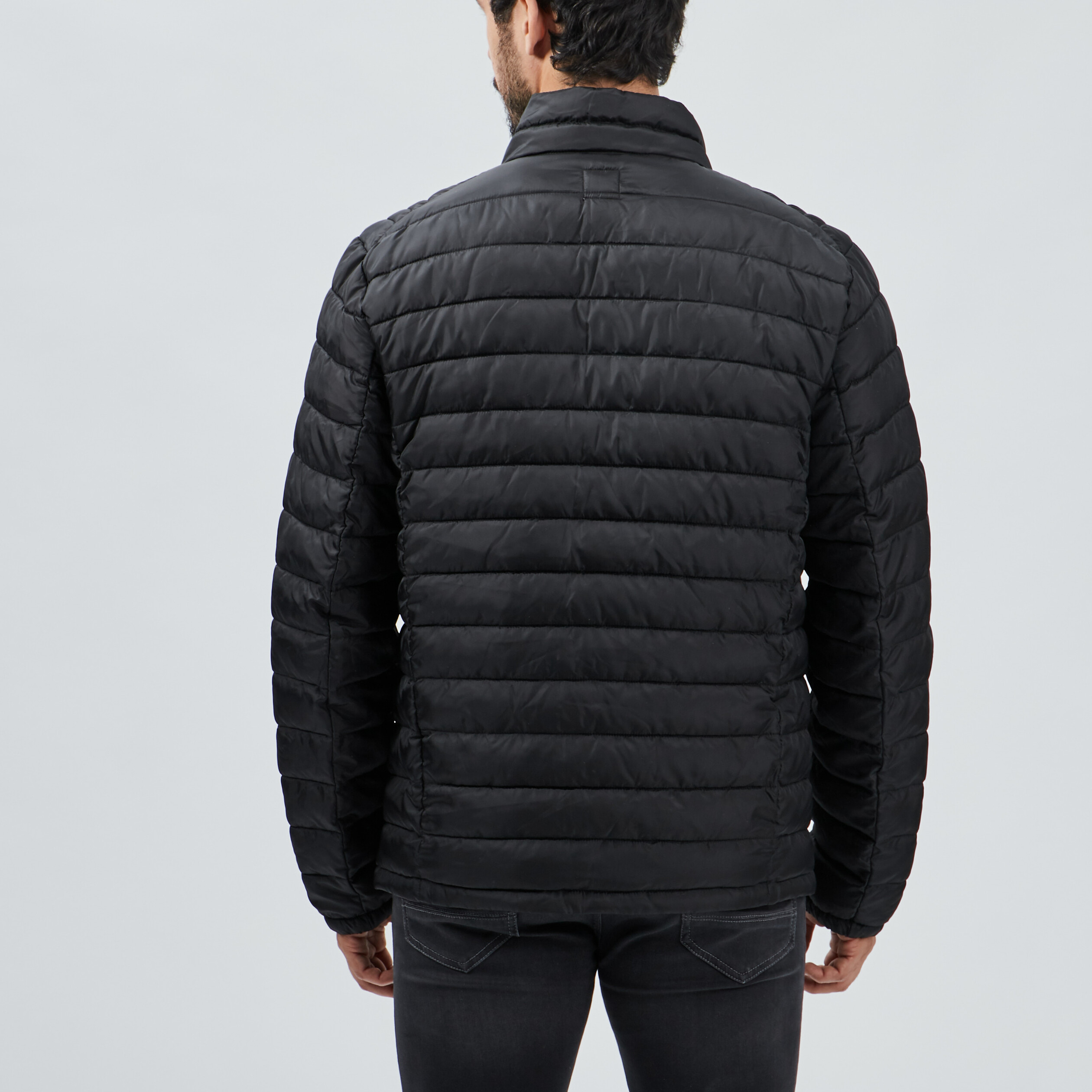 Doudoune légère droite zippée noir homme | La Halle