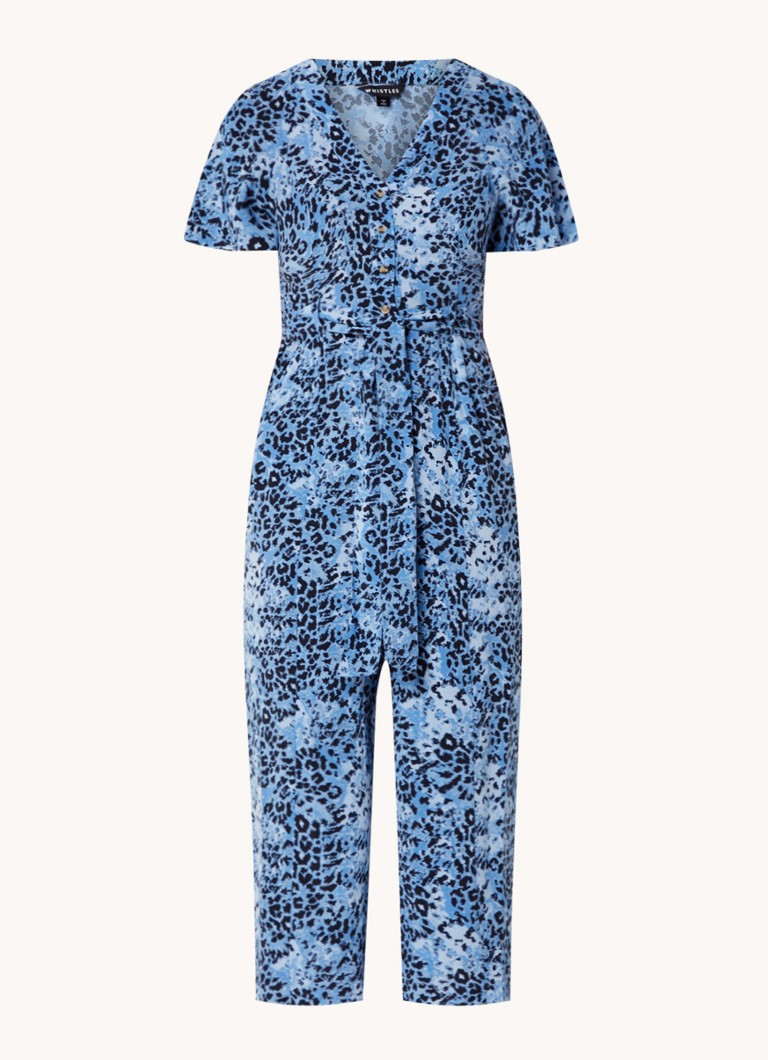 Whistles Jemma loose-fit jumpsuit with tie belt and animal print