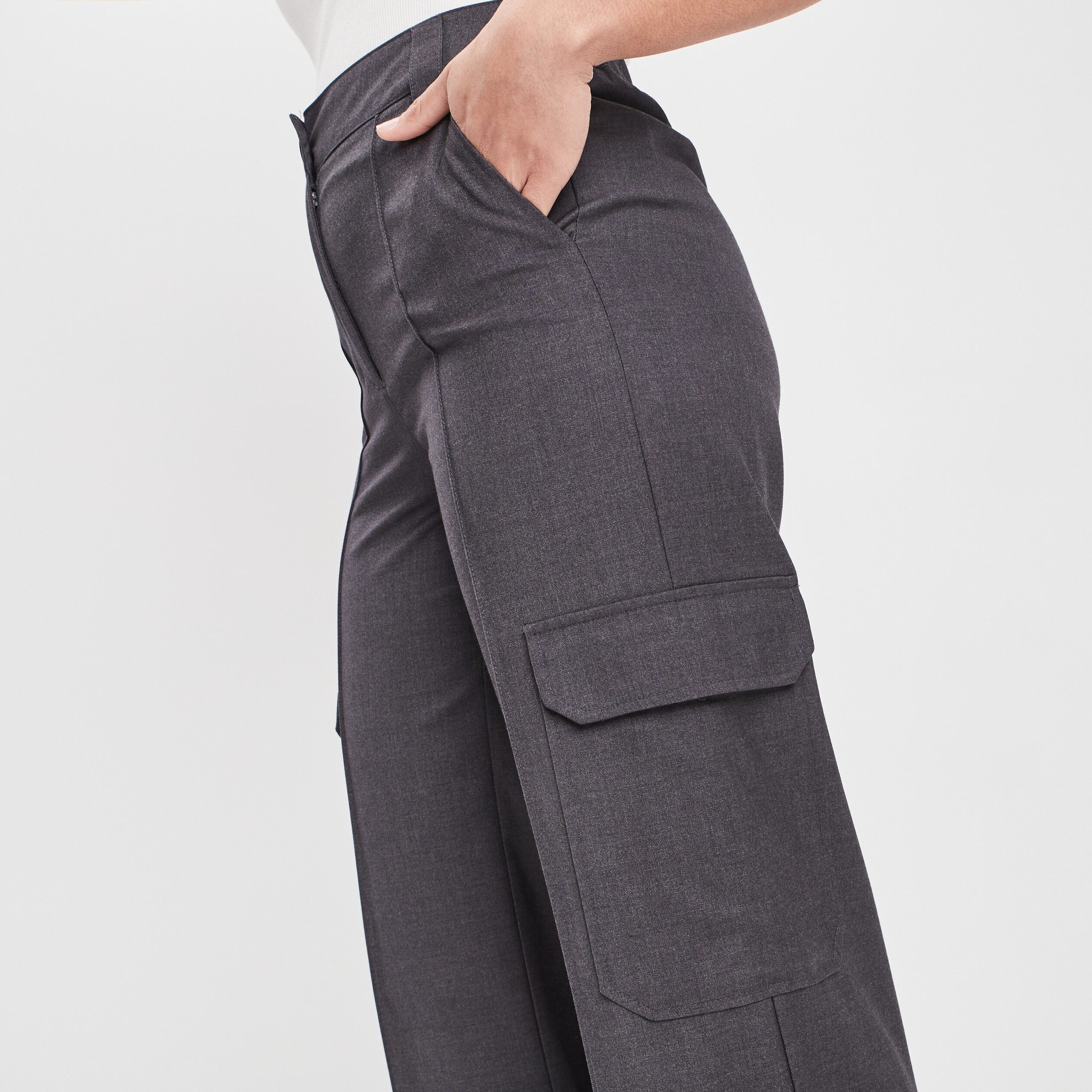 Pantalon battle large gris foncé femme | La Halle