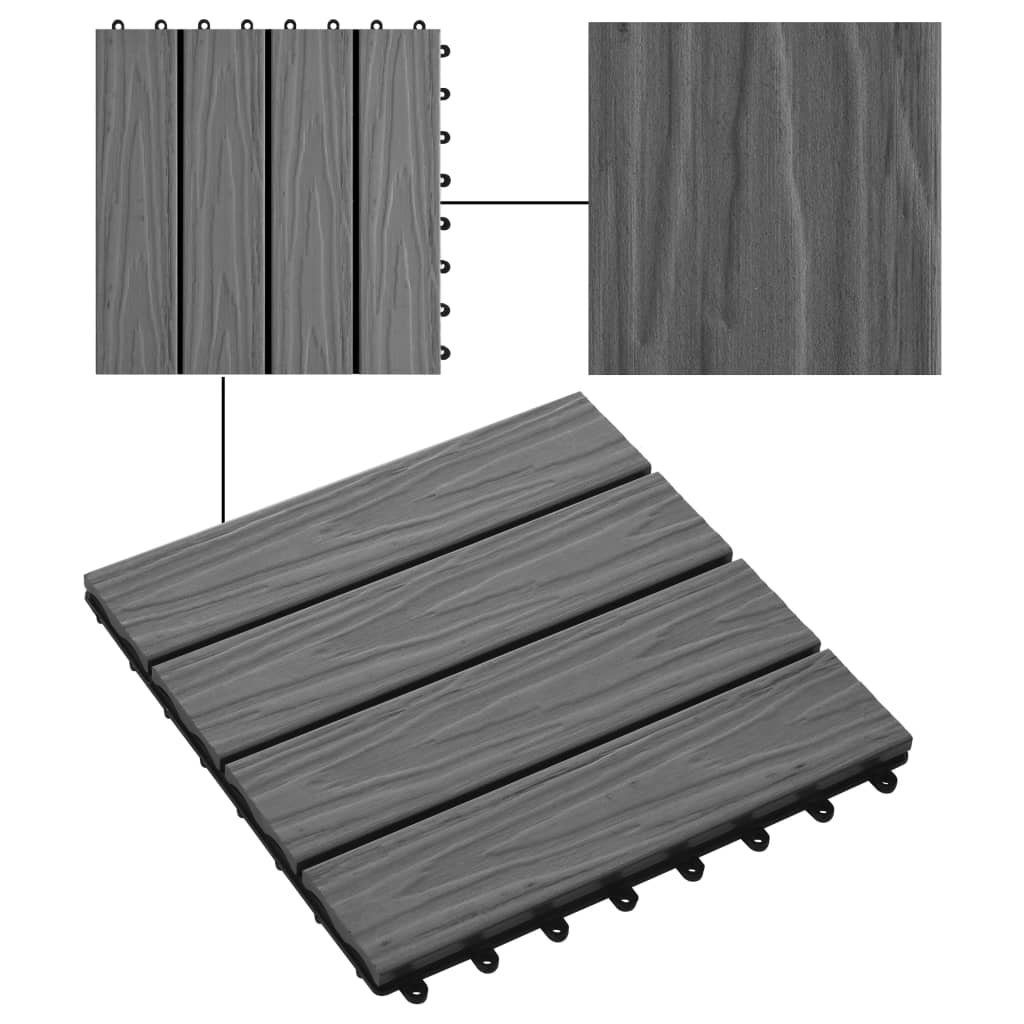 Teppichboden Terrassenfliesen 11 Stk. Tief Geprägt WPC 30x30cm 1 qm Grau, vidaXL