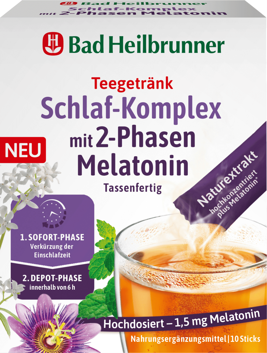 Kräutertee Schlaf-Komplex mit 2-Phasen Melatonin (10 Stück), 10 g