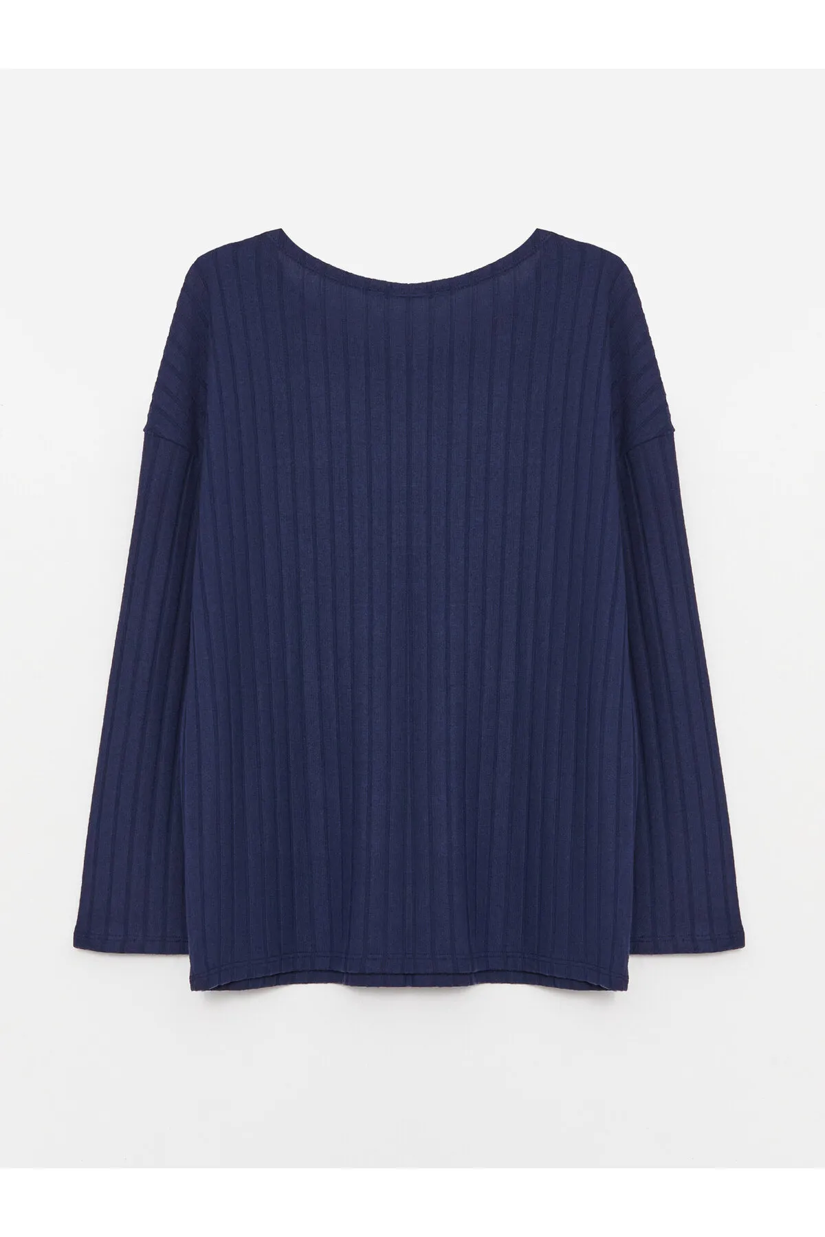 LC Waikiki  Einfarbiges, langärmliges Damen-Pyjama-Set mit Rundhalsausschnitt