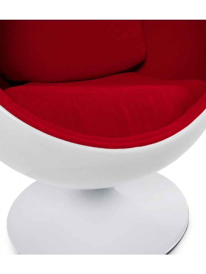 KADIMA DESIGN Wohnzimmer Eiersessel COCOON | Drehsessel 360° Rotation in Weiß-Rot günstig kaufen onesize