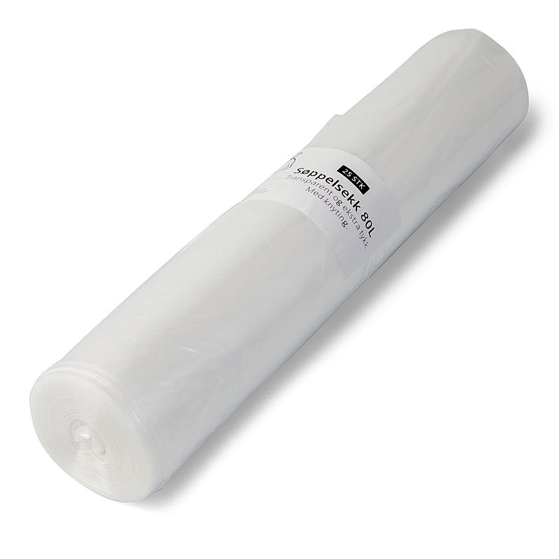 Quick Avfallssekk 25-pk 80 l t-shirt transparent