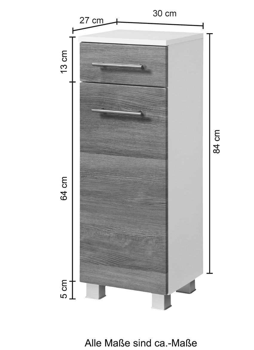 HELD MÖBEL Unterschrank Trento, verschiedene Ausführungen und Farben Badmöbel, Breite 30 cm, mit 1 Tür und 1 Schubkasten