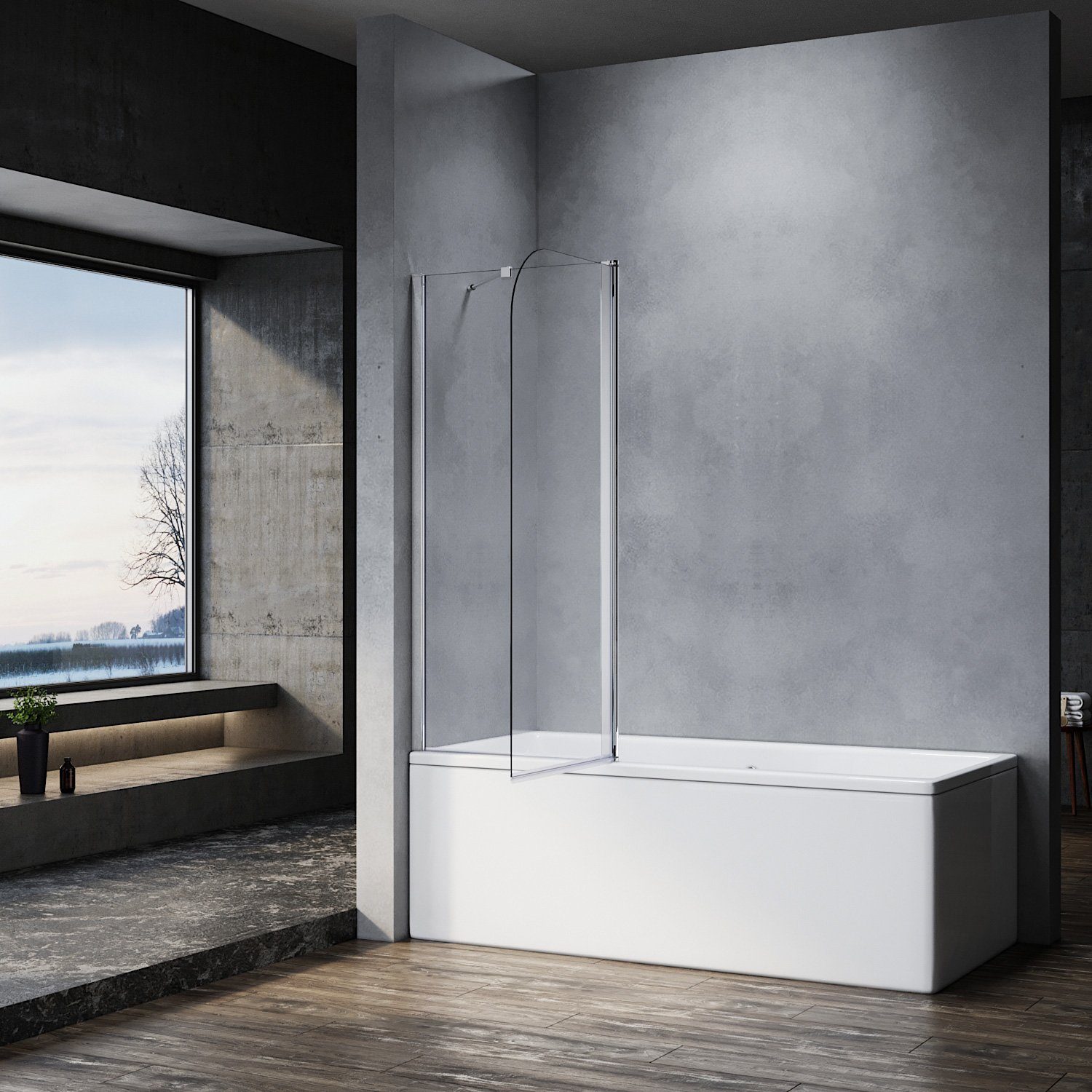 SONNI Badewannenaufsatz Duschwand für Badewanne, Einscheibensicherheitsglas mit Nano Beschichtung, 120x140 cm, für Badezimmer, faltbar