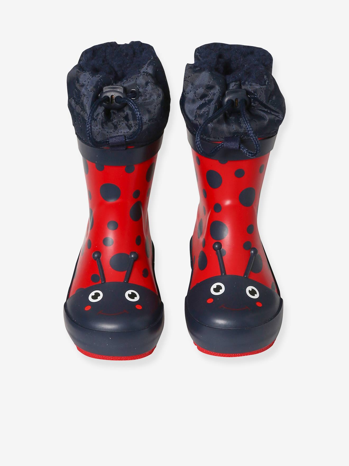 Bottes de pluie fourrées en caoutchouc imprimé bébé rouge