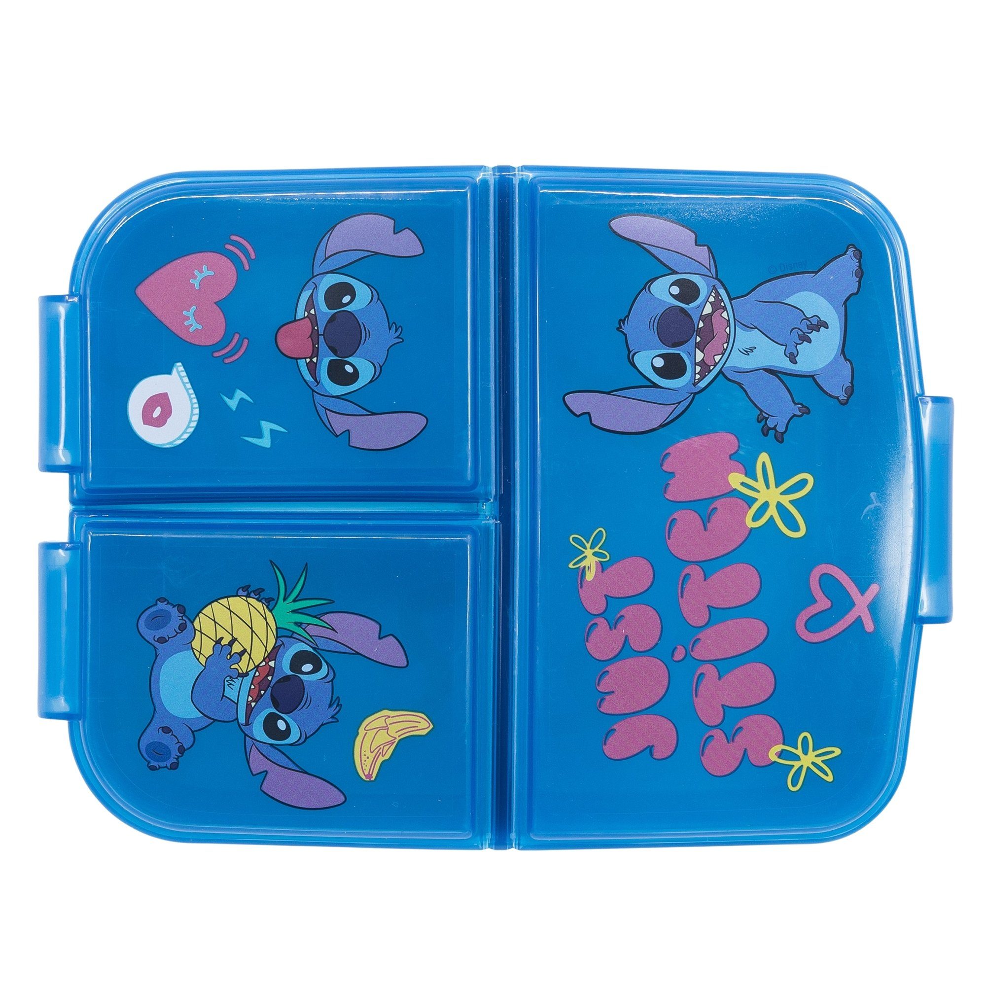 Lunchbox  Stitch 2 tlg. Lunch Set, Kunststoff, (2-tlg), Brotdose mit 3 Kammern Alu-Trinkflasche 400 ml
