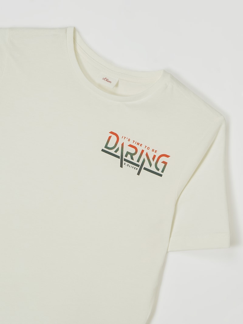 T-Shirt aus Baumwolle in ecru