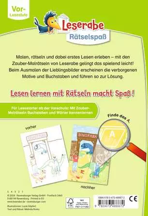 Leserabe Rätselspaß Zauber-Malrätsel zum Lesenlernen: Dinos (Vor-Lesestufe)