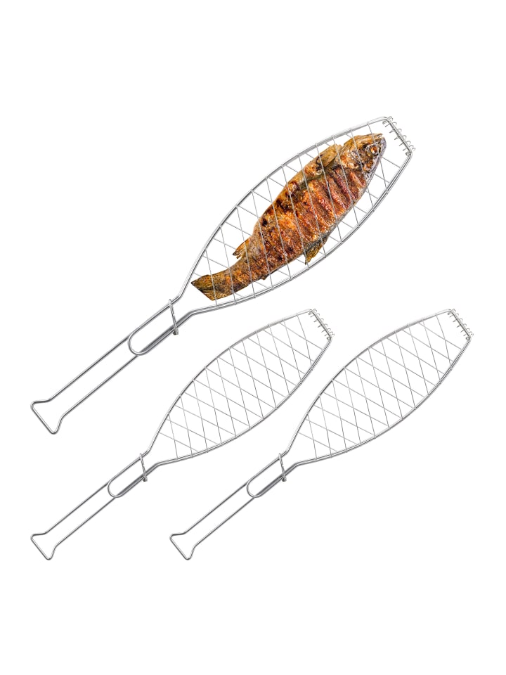 relaxdays 3x Fischbräter in Silber günstig kaufen onesize
