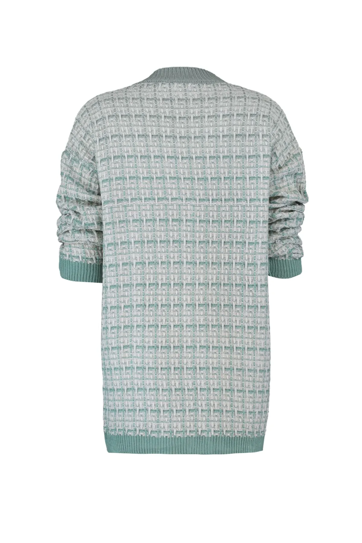 Trendyol Collection  Mintfarbene, weite Strickjacke in Tweed-Optik mit Glitzer TWOAW21HI0250