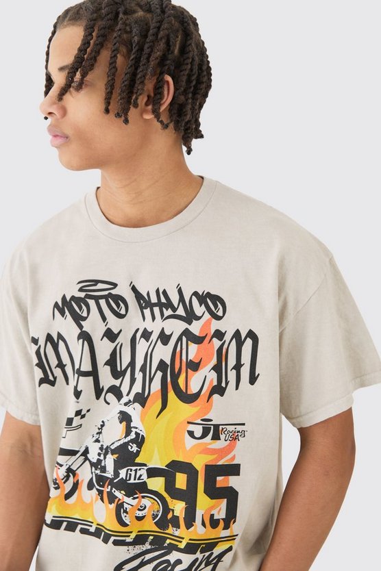 Oversize T-Shirt mit lizenziertem Moto Racing Print