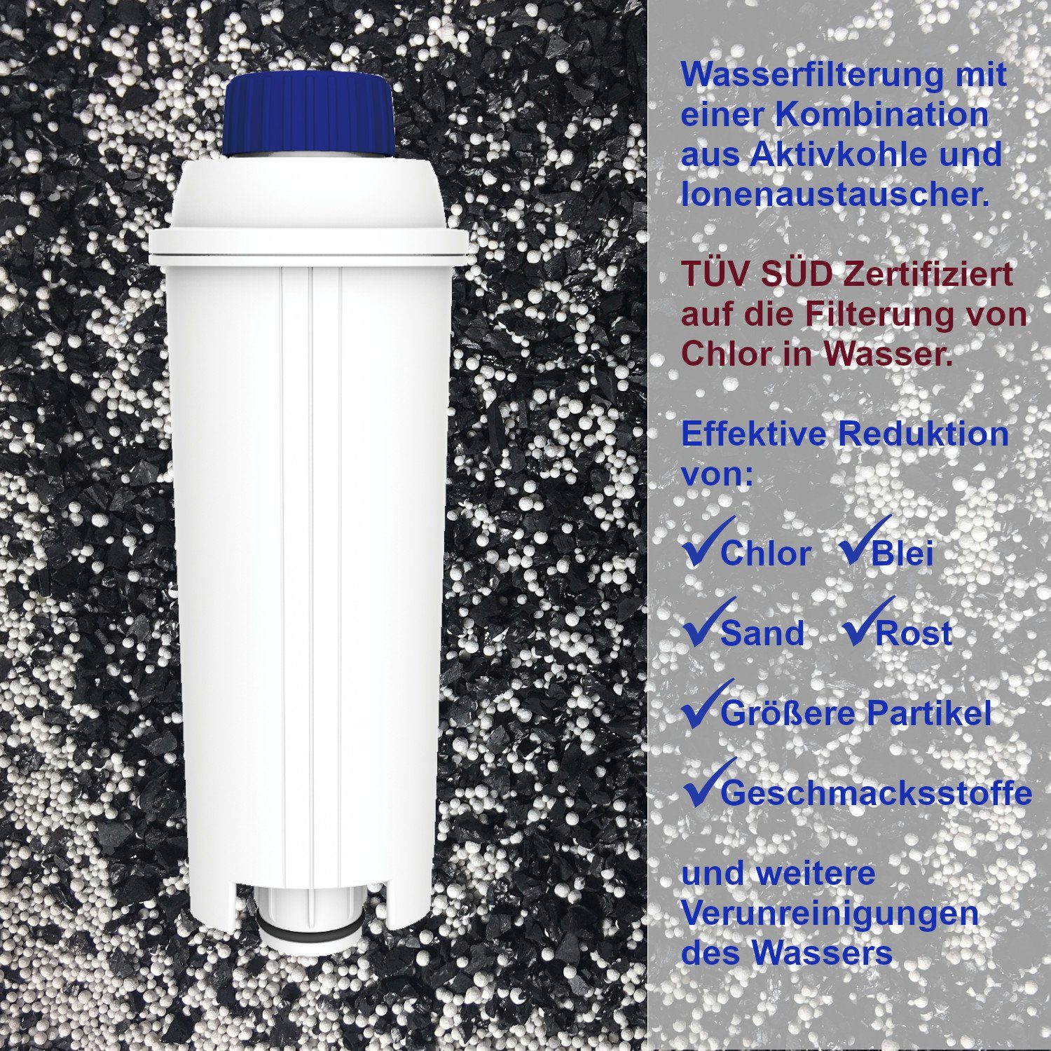 Comedes Wasserfilter 4er Set einsetzbar statt DeLonghi DLSC002, Zubehör für verschiedene Delonghi Kaffeevollautomaten