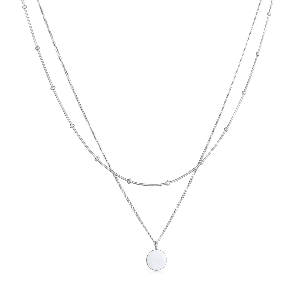 Elli Elli Collier Pendentif femme plaque de base 2 couches en argent 925 sterling collier