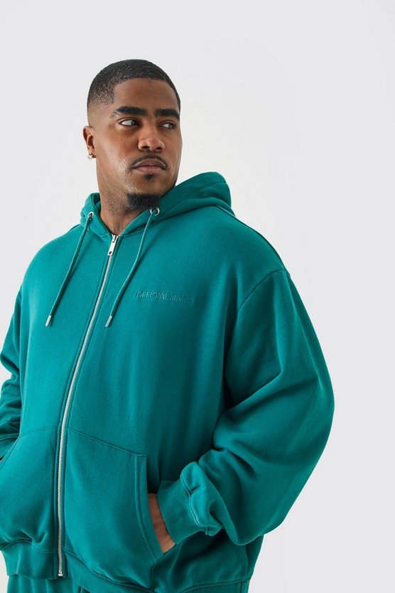 Plus Oversize Official Trainingsanzug mit Reißverschluss und Kapuze