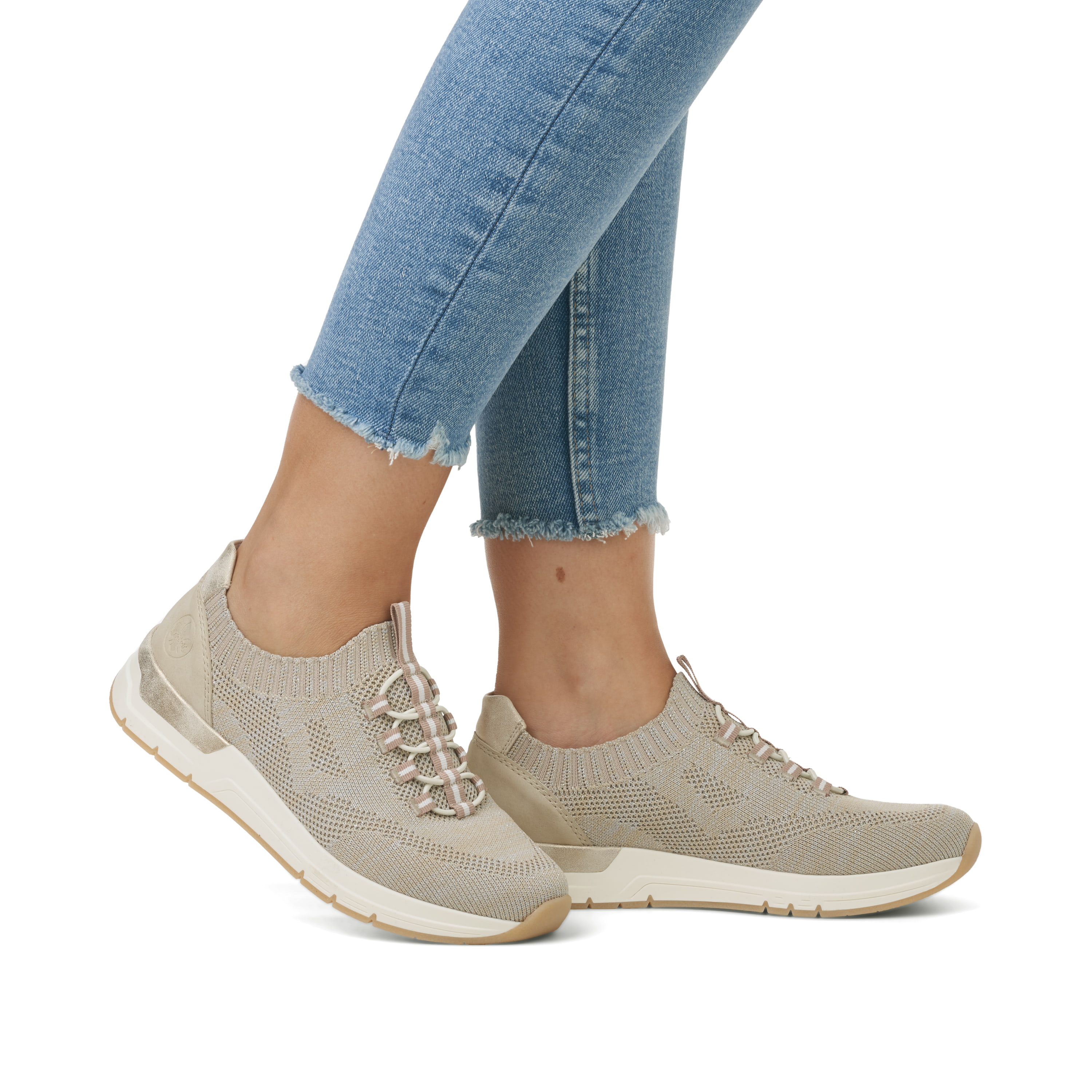 Rieker Damen Slipper beige-grau