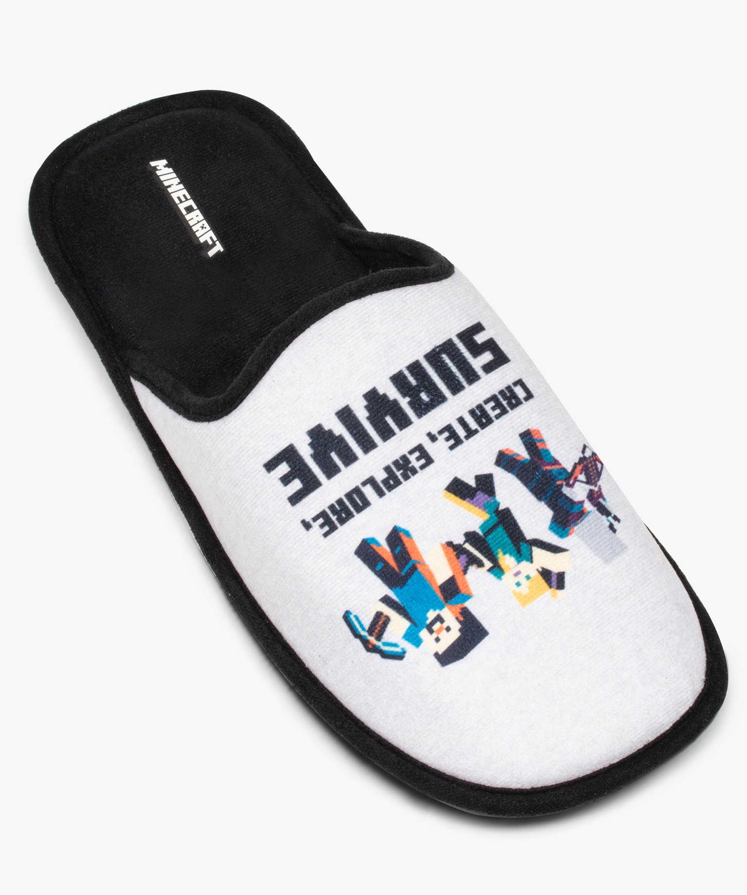Chaussons homme mules en velours imprimé - Minecraft gris | GEMO
