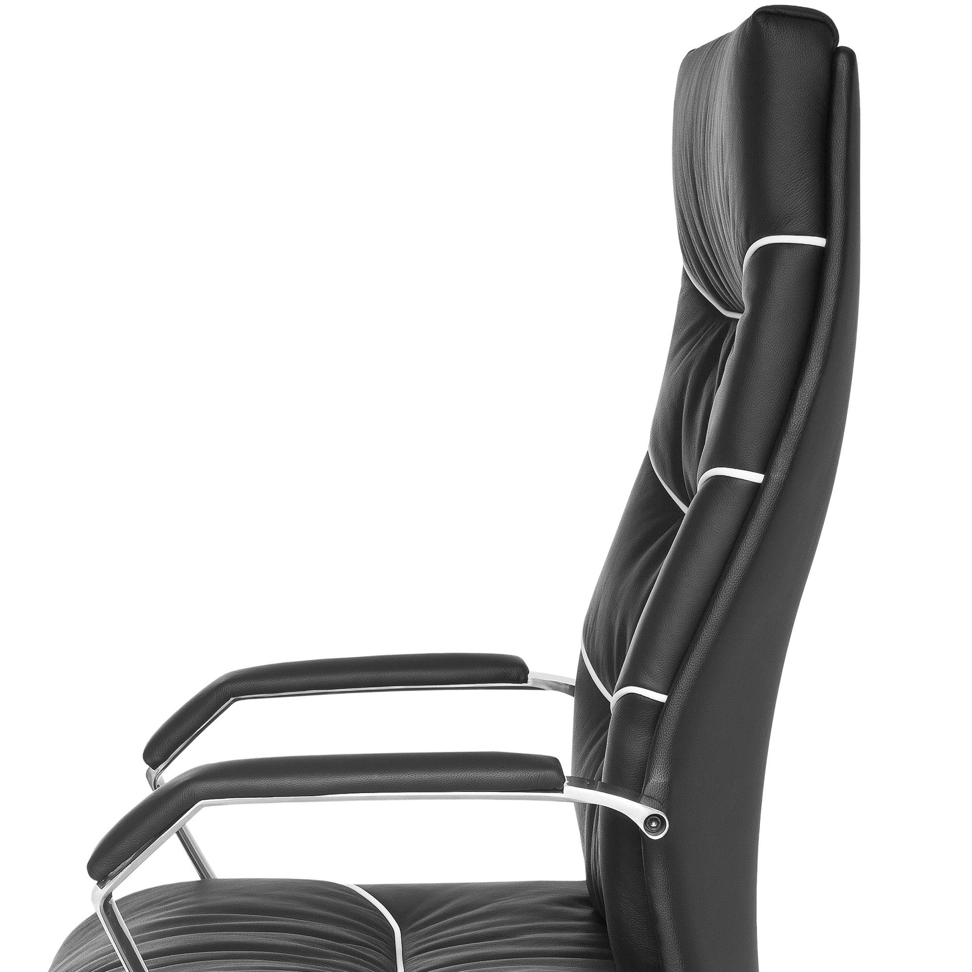 Amstyle Chefsessel SPM1.163 (Echtleder schwarz bis 120 kg, Bürostuhl X-XL), Schreibtischstuhl Drehbar, Drehstuhl mit Armlehne