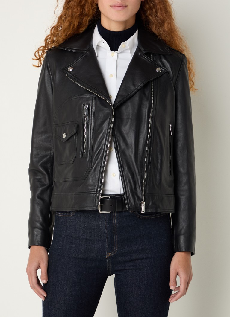 Ralph Lauren lambskin biker jacket with zip pockets