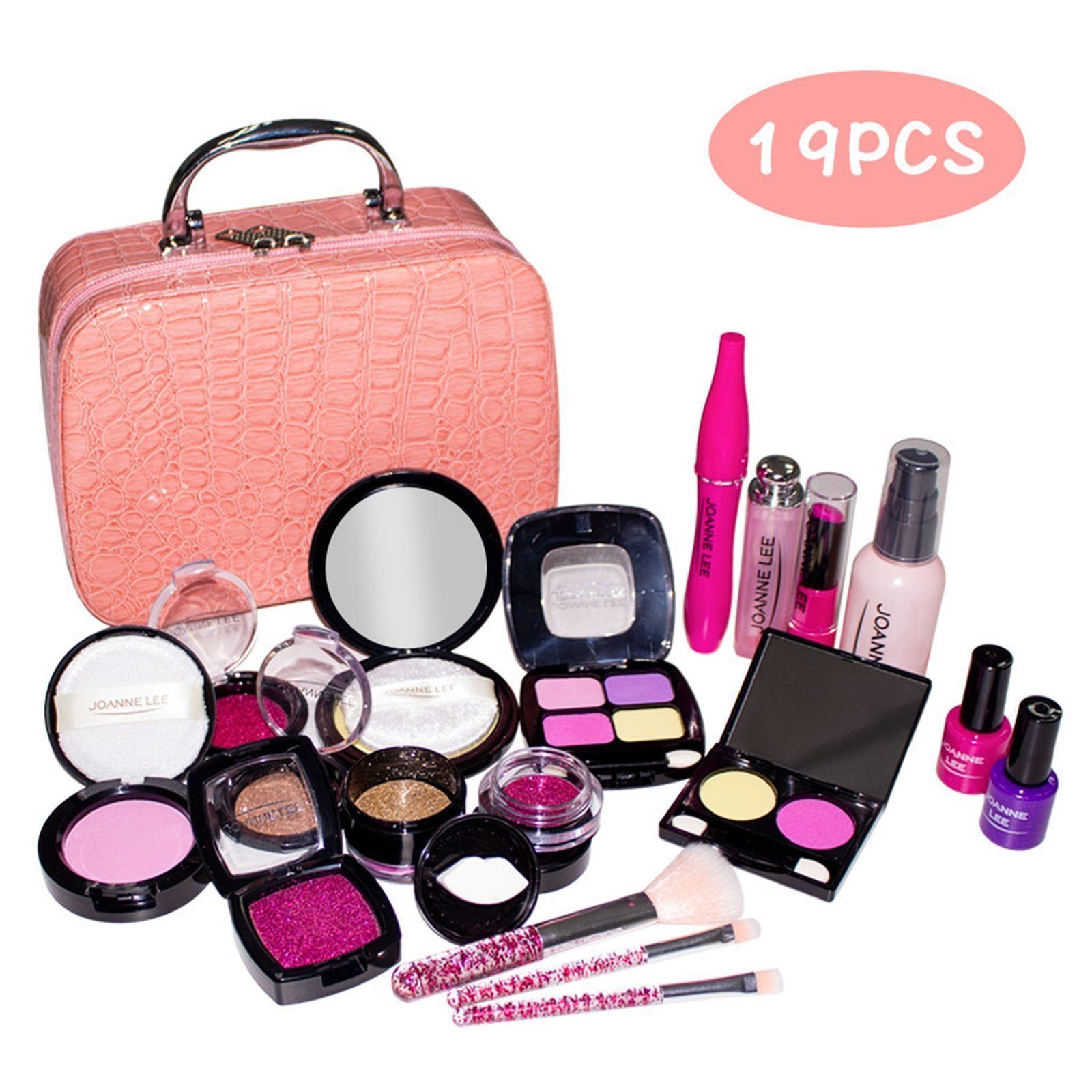 BeebeeRun Lernspielzeug Kinderschminke Mädchen (19PCS Waschbar Makeup Spielzeug mit Schminkkoffer, Geschenke für Mädchen 3 4 5 Jahre)