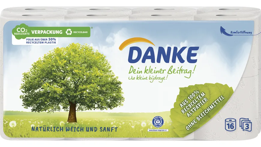 DANKE Toilettenpapier Recycling 3-lagig