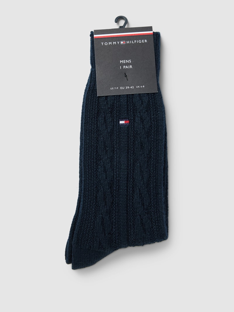 Socken mit Zopfmuster Modell 'CABLE' in dunkelblau