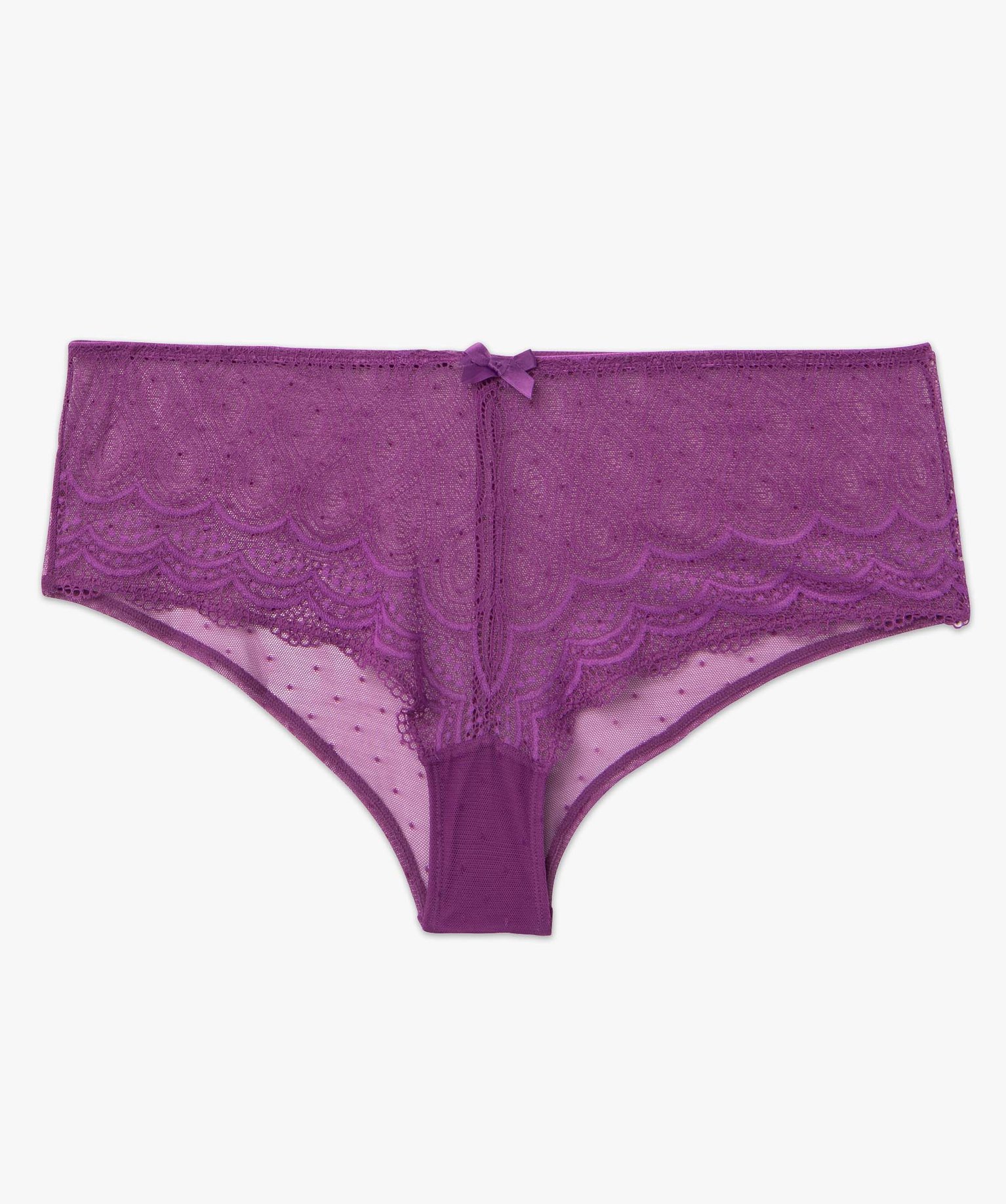 Shorty en dentelle et tulle femme grande taille violet | GEMO