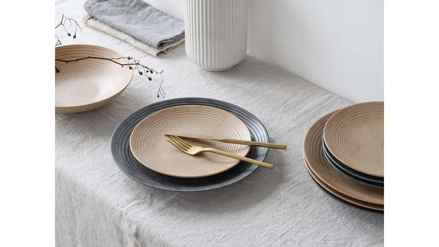 CreaTable Tafelservice Catania 12-tlg. Anthrazit + Sand