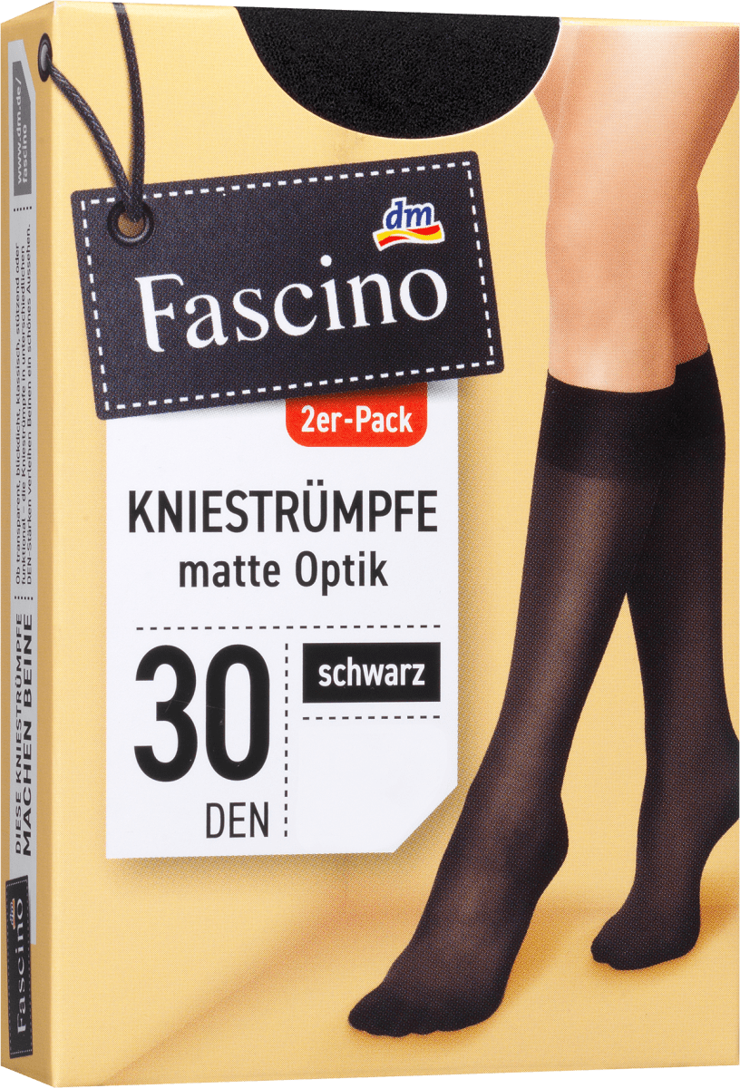 Kniestrümpfe matt schwarz onesize, 30 DEN, 2 St
