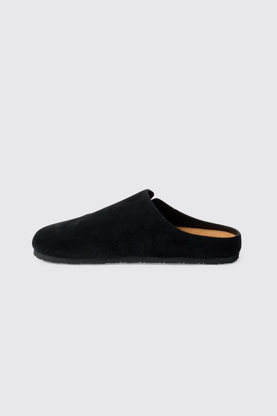 Schwarze Mules aus Wildlederimitat