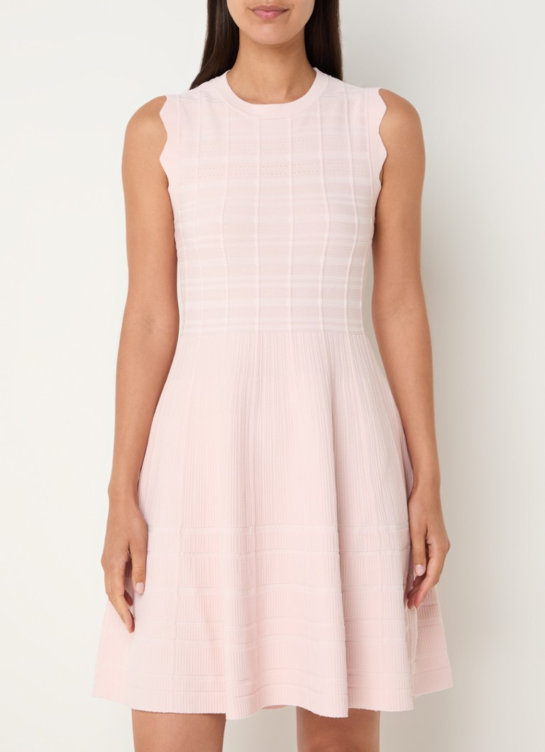 Rochie scurtă texturată cu guler rotund Fifth House Celia