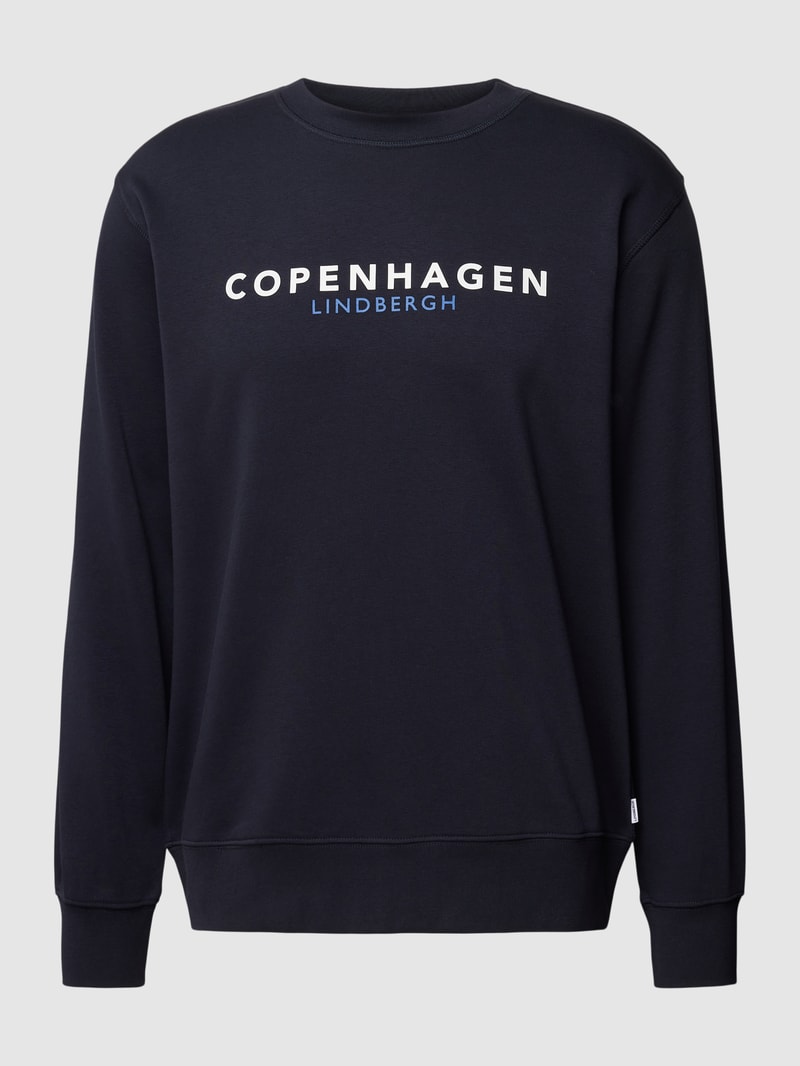 Sweatshirt mit Label-Print in marineblau