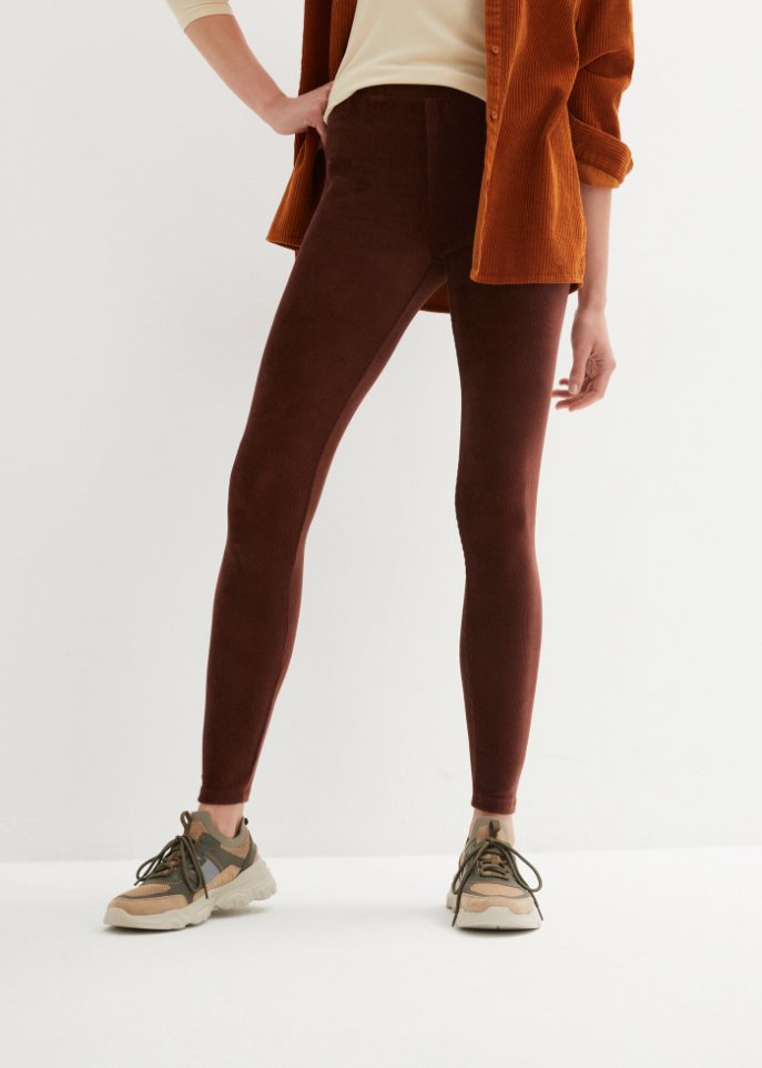 Feincord-Leggings mit breitem Komfortbund